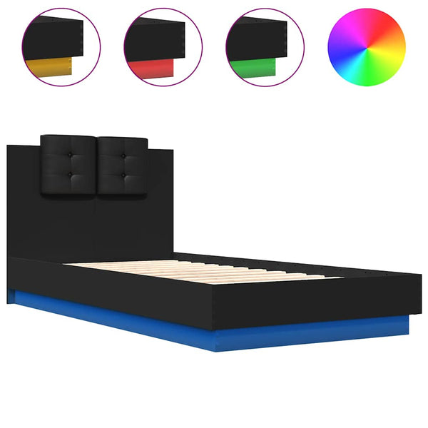 Bettgestell Schwarz mit LED 75x190 cm