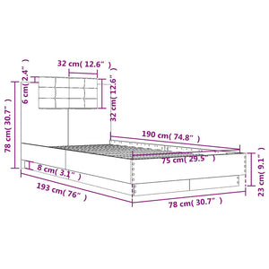 Bettgestell Schwarz mit LED 75x190 cm