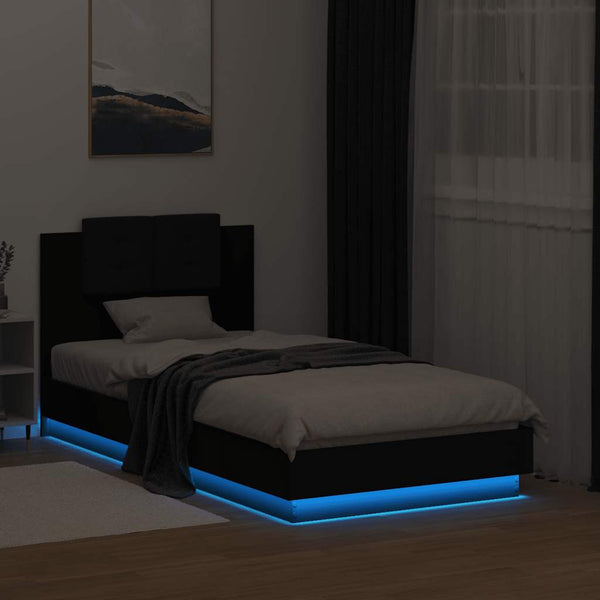 Bettgestell Schwarz mit LED 75x190 cm