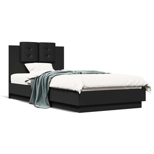 Bettgestell Schwarz mit LED 75x190 cm