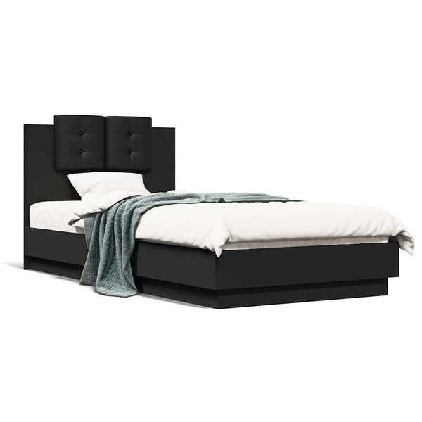Bettgestell Schwarz mit LED 75x190 cm
