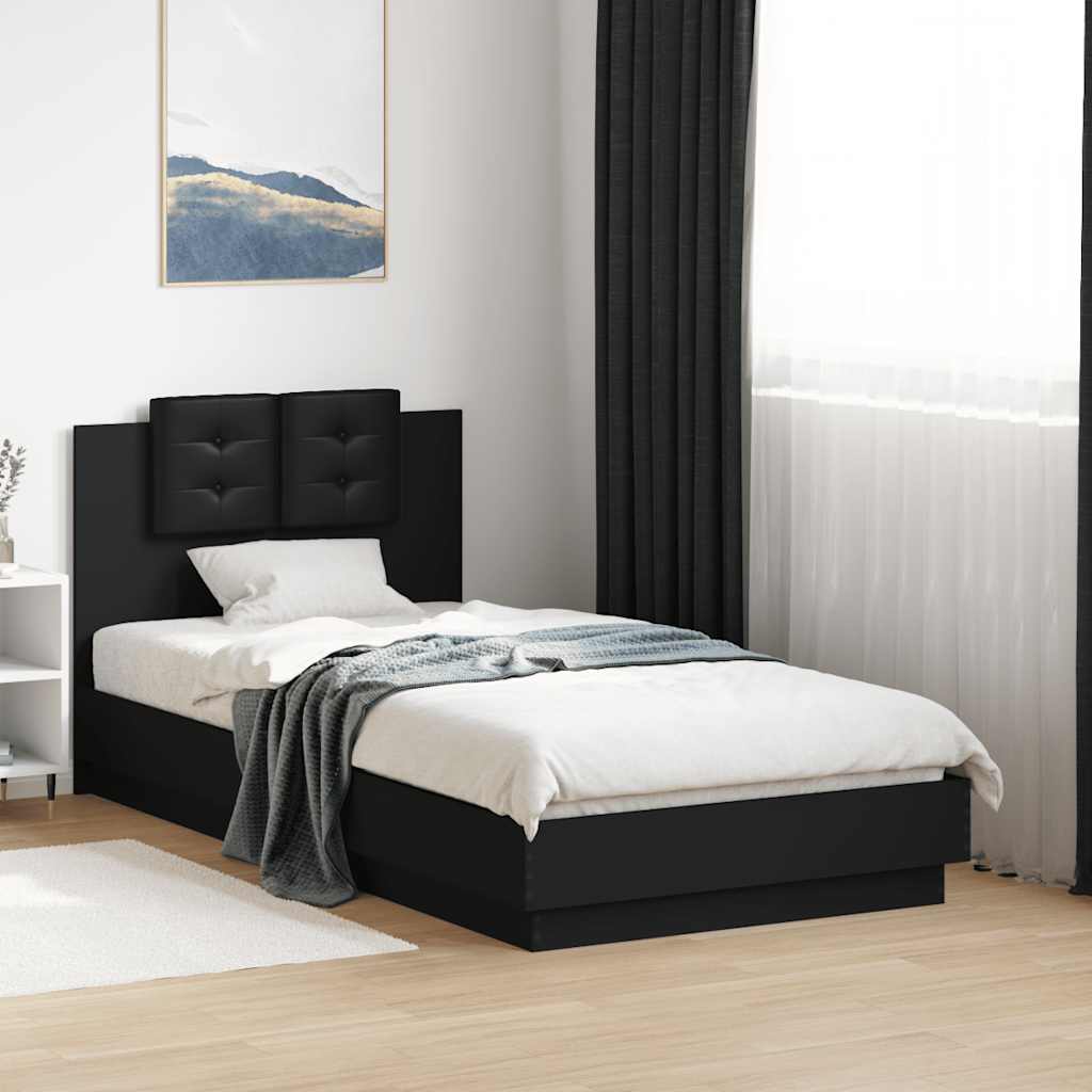 Bettgestell Schwarz mit LED 75x190 cm