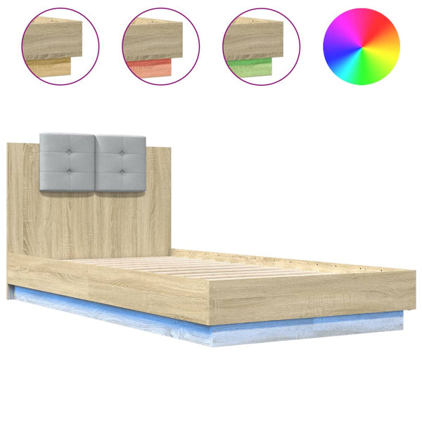 Bettgestell Sonoma Eiche mit LED 75x190 cm