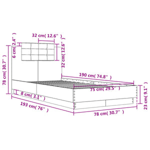 Bettgestell Sonoma Eiche mit LED 75x190 cm