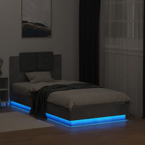Bettgestell mit LED Betongrau 75x190 cm