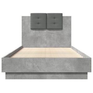 Bettgestell mit LED Betongrau 75x190 cm
