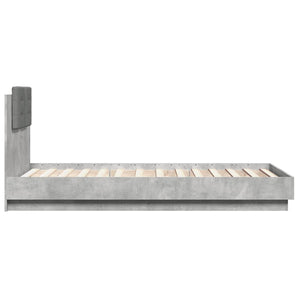 Bettgestell mit LED Betongrau 75x190 cm