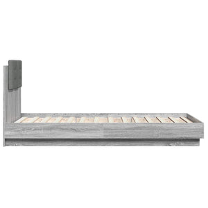vidaXL Bed Frame with Headboard and LED Lights Grey Sonoma 75x190 cm