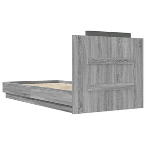 vidaXL Bed Frame with Headboard and LED Lights Grey Sonoma 75x190 cm