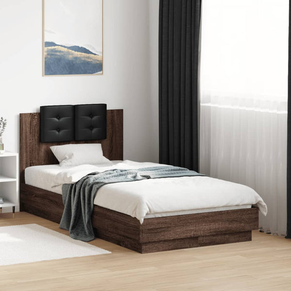 Bettgestell 75x190 cm mit LED Braun Eiche