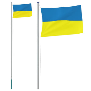 vidaXL Drapeau de l'Ukraine et mât 6,23 m aluminium