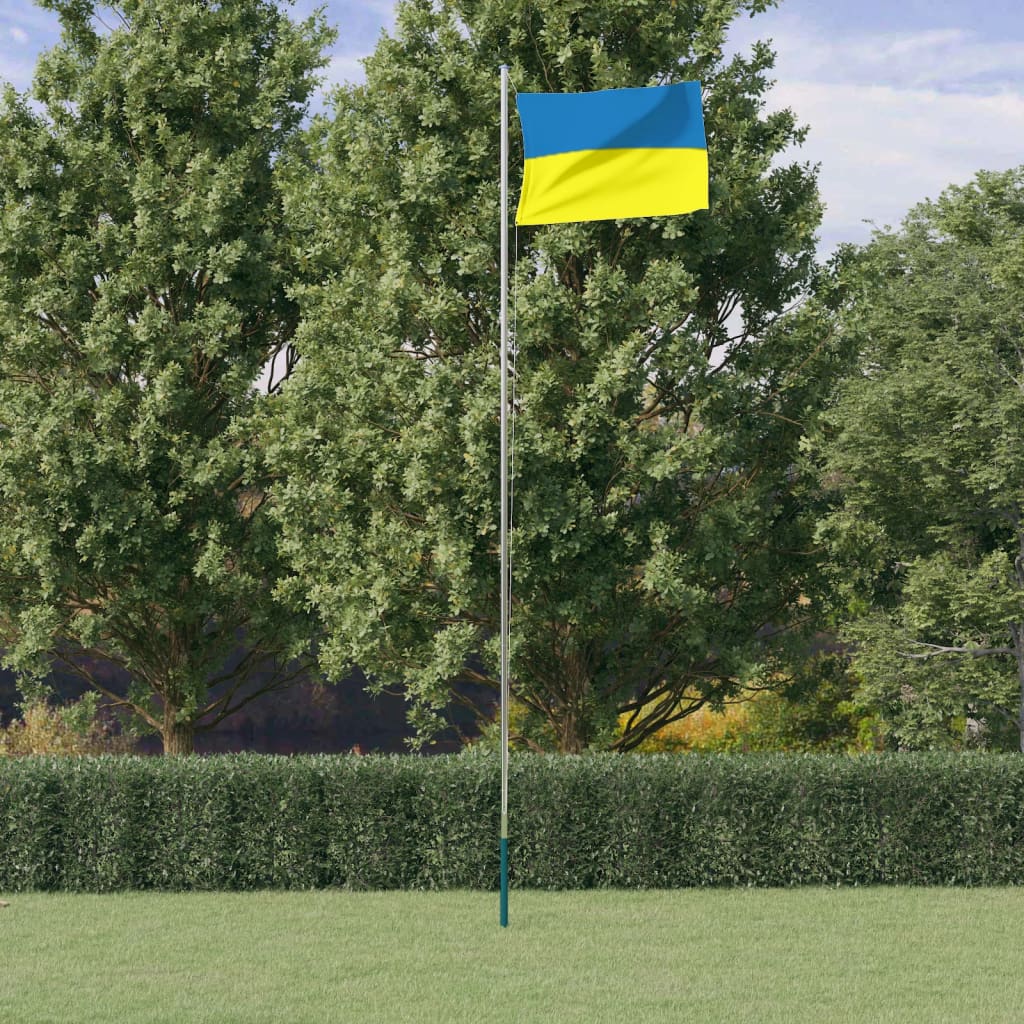 vidaXL Drapeau de l'Ukraine et mât 6,23 m aluminium