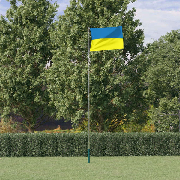 vidaXL Drapeau de l'Ukraine et mât 5,55 m aluminium
