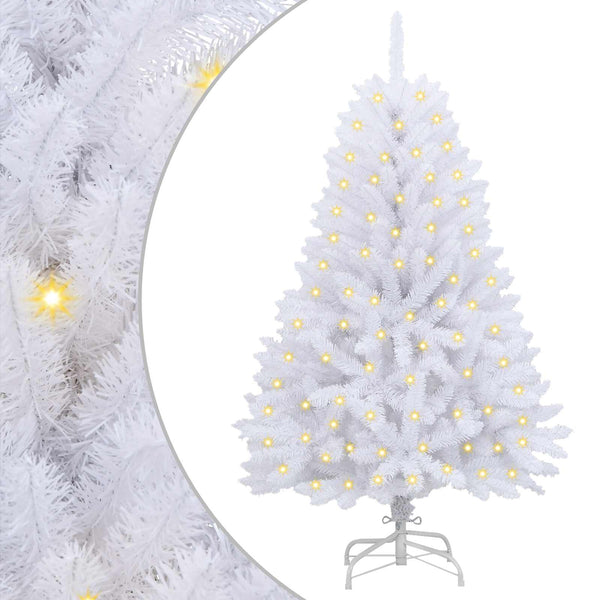 vidaXL Sapin de Noël artificiel blanc 120 cm PVC et métal