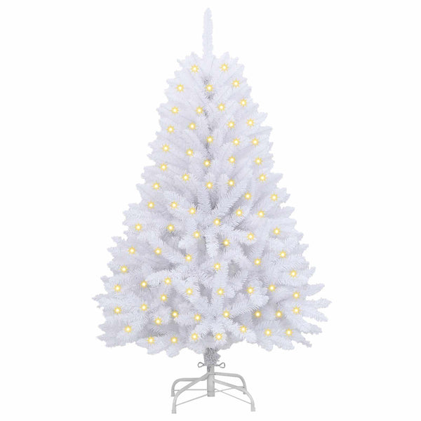 vidaXL Sapin de Noël artificiel blanc 120 cm PVC et métal