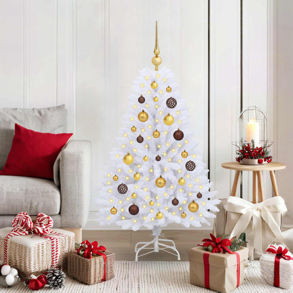 vidaXL Sapin de Noël artificiel blanc 68 x 68 x 120 cm PVC et métal