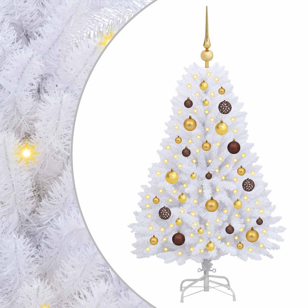 vidaXL Sapin de Noël artificiel blanc 68 x 68 x 120 cm PVC et métal