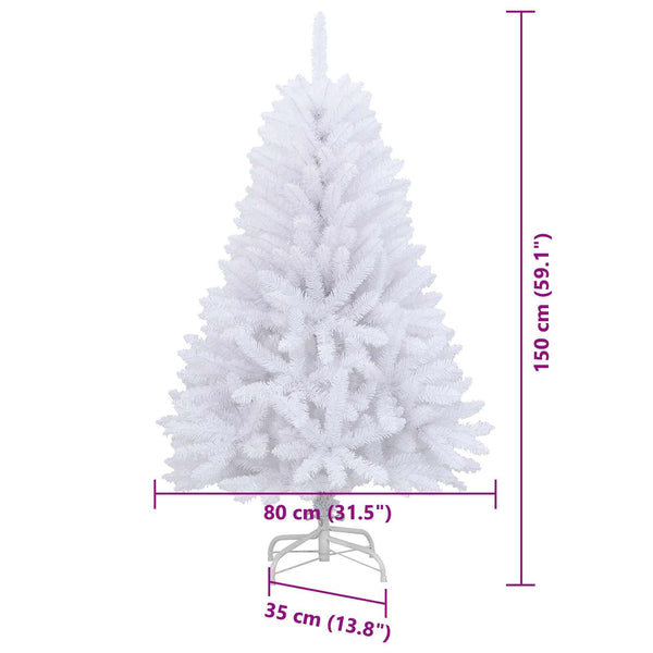 vidaXL Sapin de Noël artificiel blanc 80 x 80 x 150 cm PVC et métal