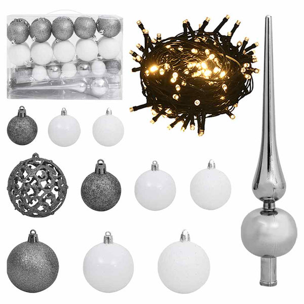vidaXL Sapin de Noël artificiel pliable 150 LED et boules 120 cm