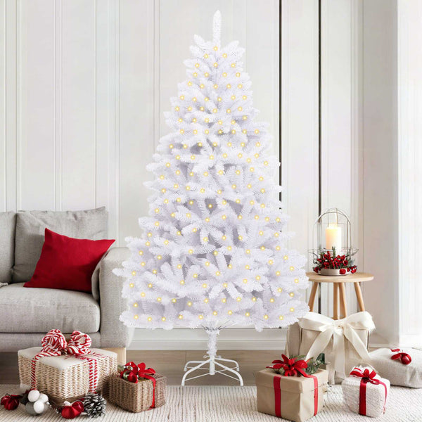 vidaXL Sapin de Noël artificiel blanc 180 cm PVC et métal