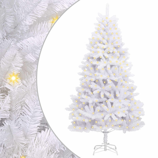 vidaXL Sapin de Noël artificiel blanc 180 cm PVC et métal