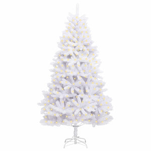 vidaXL Sapin de Noël artificiel blanc 180 cm PVC et métal