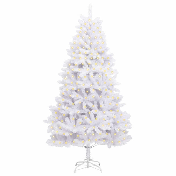 vidaXL Sapin de Noël artificiel blanc 180 cm PVC et métal