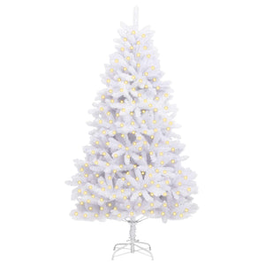vidaXL Sapin de Noël Artificiel Blanc 240 cm PVC et Métal
