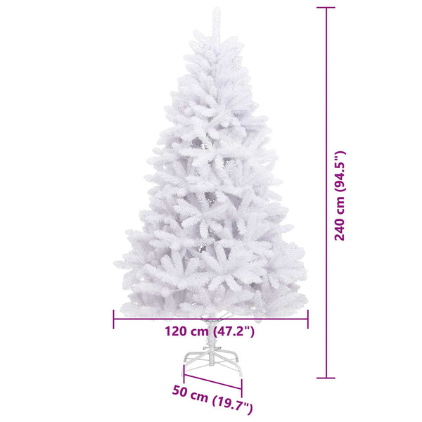vidaXL Sapin de Noël Artificiel Blanc 240 cm PVC et Métal