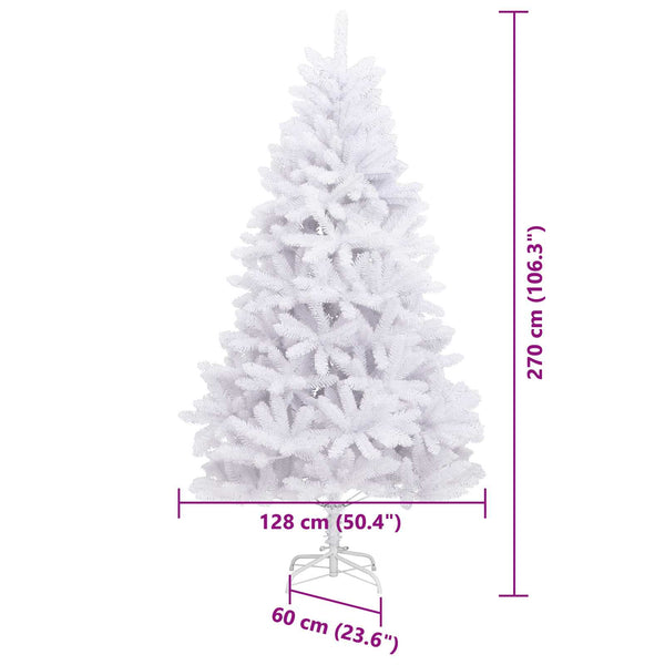 vidaXL Sapin de Noël Artificiel Blanc 270 cm PVC et Métal