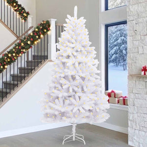 vidaXL Sapin de Noël artificiel blanc 300 cm PVC et métal