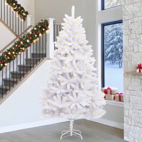 vidaXL Sapin de Noël artificiel blanc 300 cm PVC et métal