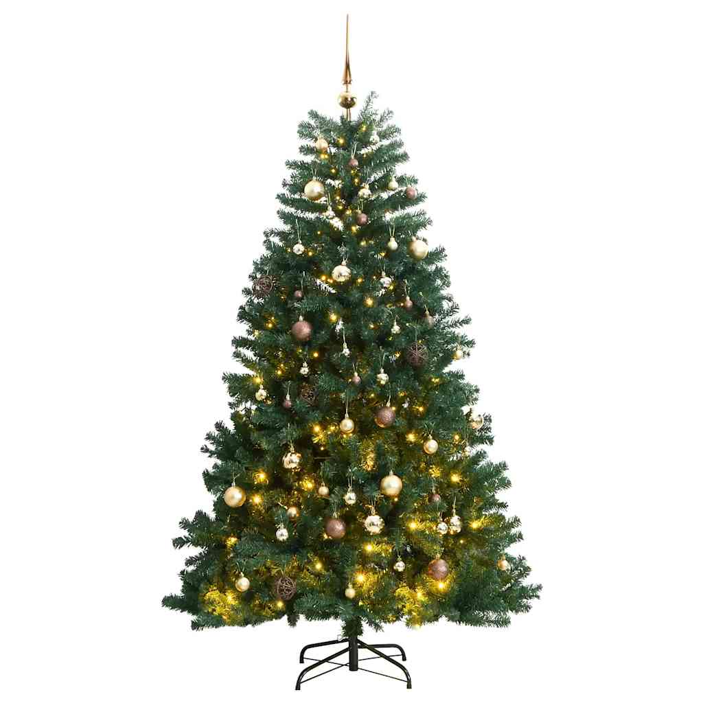 Künstlicher Weihnachtsbaum mit LEDs & Kugeln, 210cm
