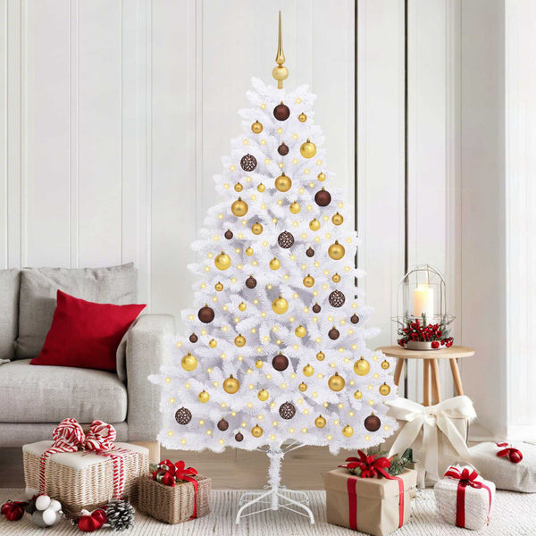 vidaXL Sapin de Noël Artificiel Blanc 90 x 90 x 180 cm PVC et Métal