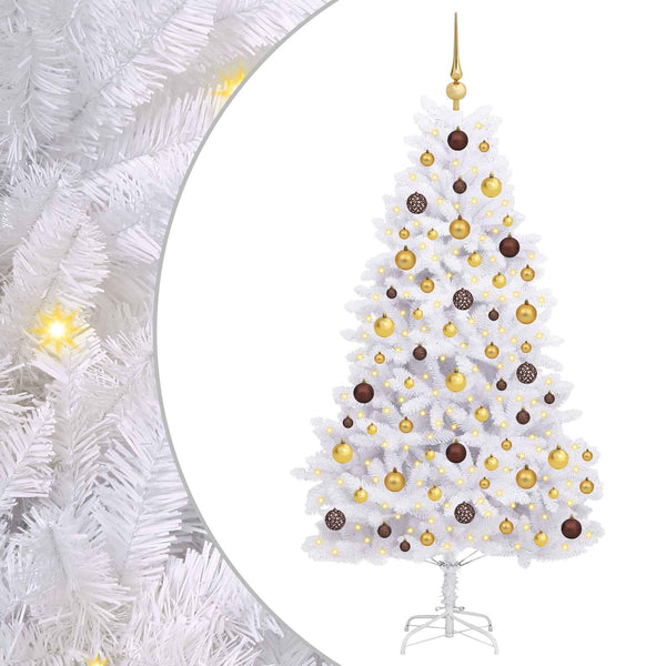 vidaXL Sapin de Noël Artificiel Blanc 90 x 90 x 180 cm PVC et Métal