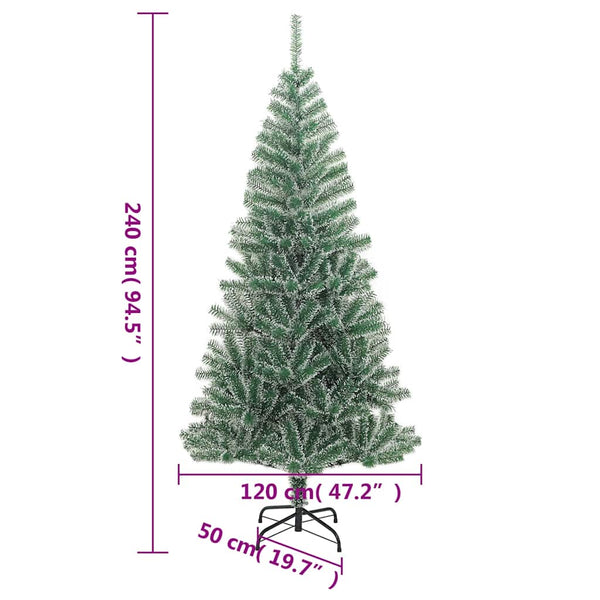 Beschneiter Weihnachtsbaum mit LEDs & Kugeln, 240cm