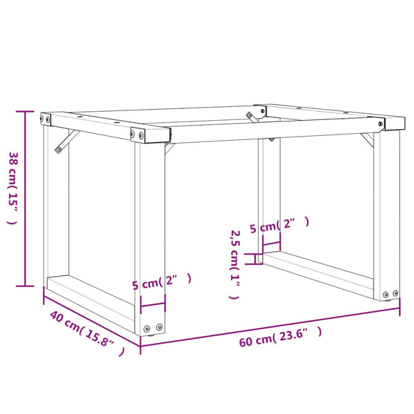 Couchtischbeine O-Form Stahl 60x40x38 cm