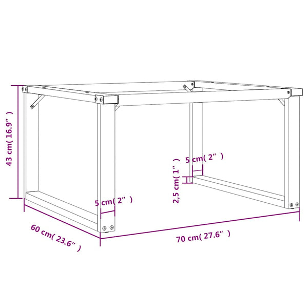 Couchtischbeine O-Form Stahl 70x60x43 cm