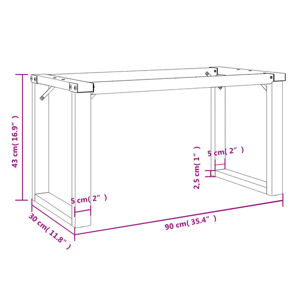 Couchtischbeine O-Form Stahl 90x30x43 cm