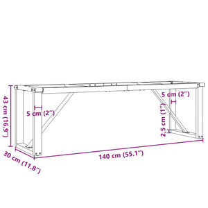 Couchtischgestell O-Form, 140 cm, Stahl