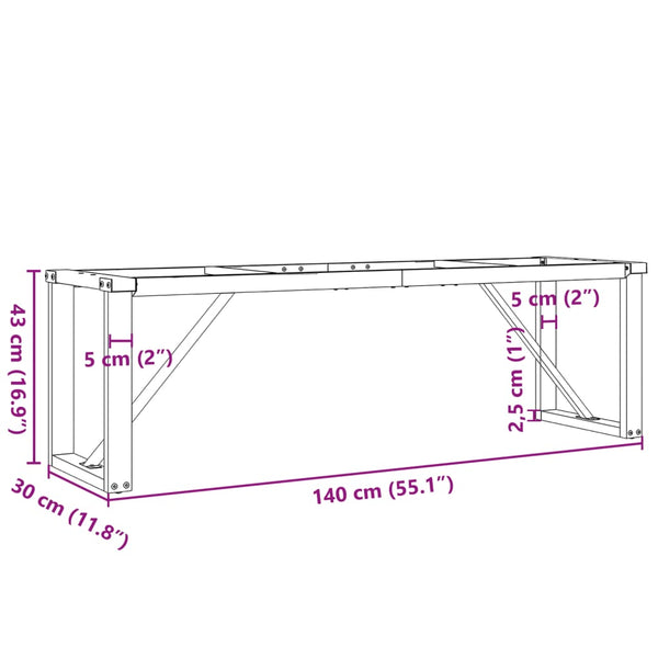 Couchtischgestell O-Form, 140 cm, Stahl