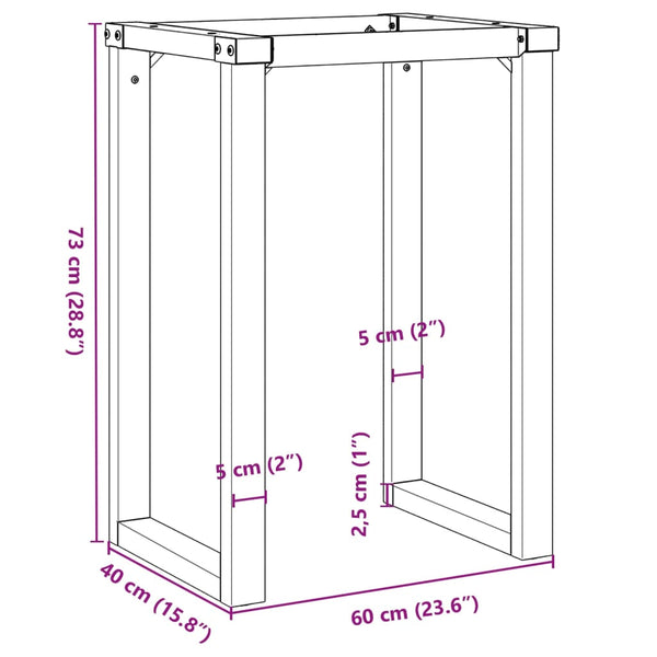 O-Form Tischgestell 60x40x73 cm Stahl