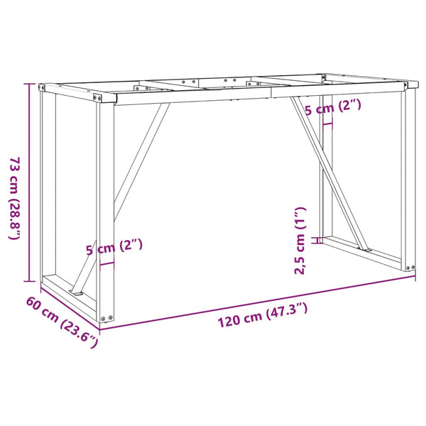 O-Form Esstischgestell Stahl 120x60 cm
