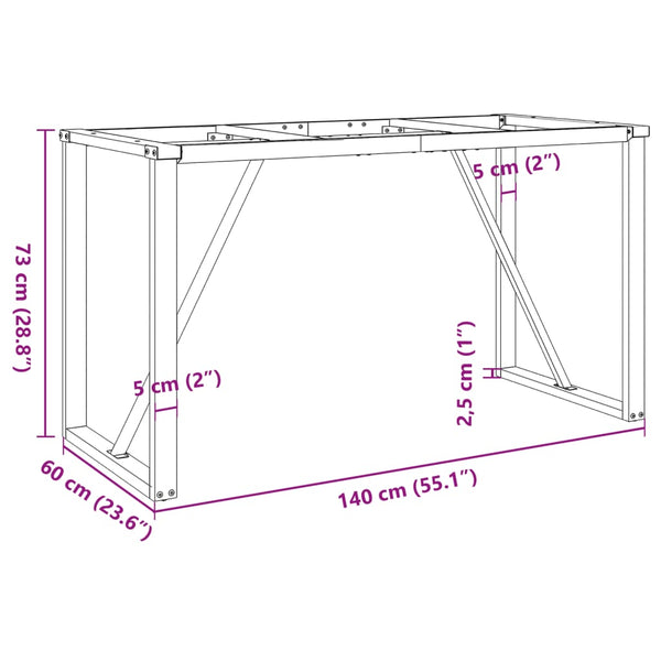 O-Form Esstischgestell 140x60 cm Stahl
