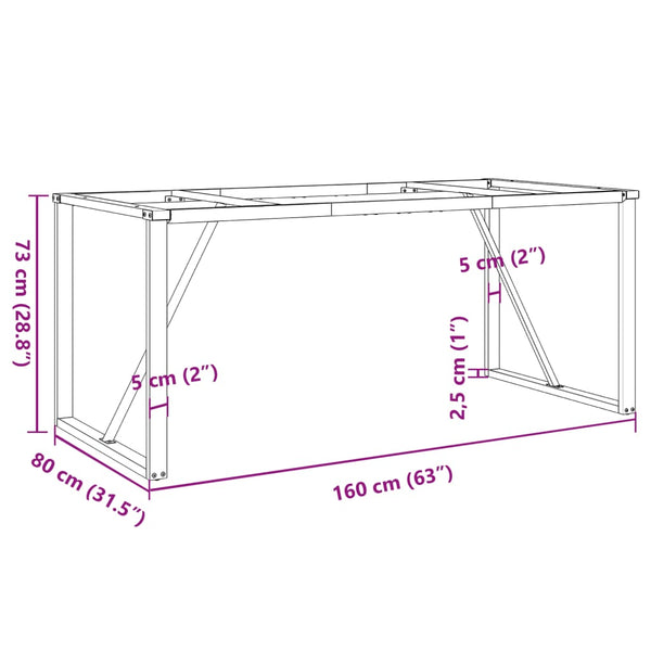 Tischgestell O-Form 160x80 cm Stahl