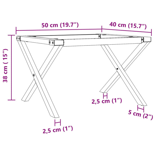 Couchtischgestell X-Form Stahl 50x40x38 cm