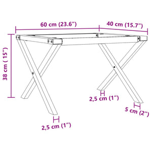 Couchtischgestell X-Form Stahl 60x40x38 cm