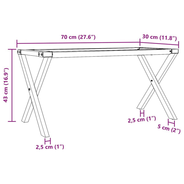 X-Form Couchtischgestell Stahl 70x30x43 cm
