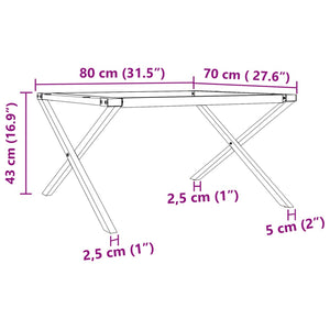 Couchtischgestell X-Form Stahl 80x70 cm