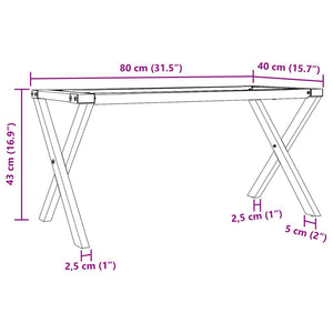 Stahl Couchtischgestell X-Form 80x40cm